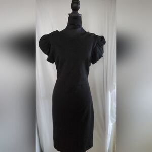 Betsey Johnson Black Puff Sleeve Sheath Dress